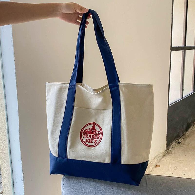 Экологичная модная сумка-тоут от Trader Joe's - Прочная холщовая сумка через плечо