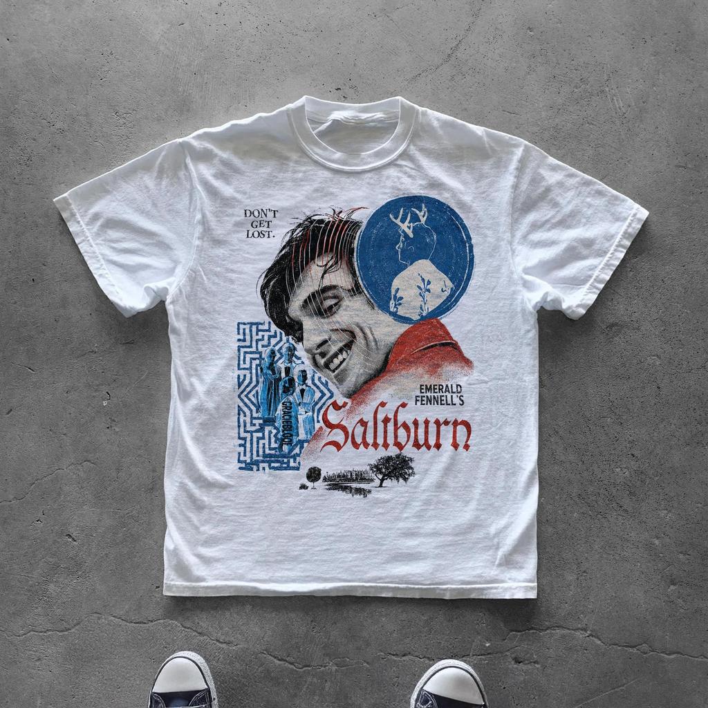 Summer Womens Vintage Saltburn Tshirt Streetwear Oversized Loose Casual Short Sleeve Suitable For All Seasons