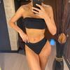 Sexy Bandeau High Leg Cut Female Swimsuit High Waist Bikini Women Swimwear Two-pieces Bikini Set Bather Bathing Suit Swim