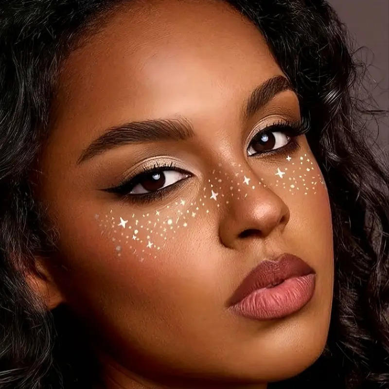 10 шт./уп. Блестящие веснушки Тату на лицо Золотые сверкающие веснушки Тату Наклейки для макияжа Блестки для лица