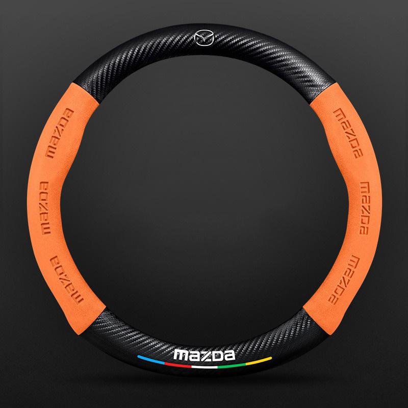 Carbon fiber Suede Car Steering Wheel Cover For Mazda 2 3 5 6 CX-4 CX-5 CX-7 CX-8 CX-30 CX-50 MX5 Miata RX-7 RX-8 Axela Atenza