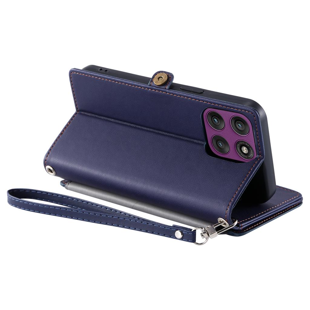 For Motorola Moto G86 5G Case TPU+PU Leather Wallet Phone Cover with Wrist Strap