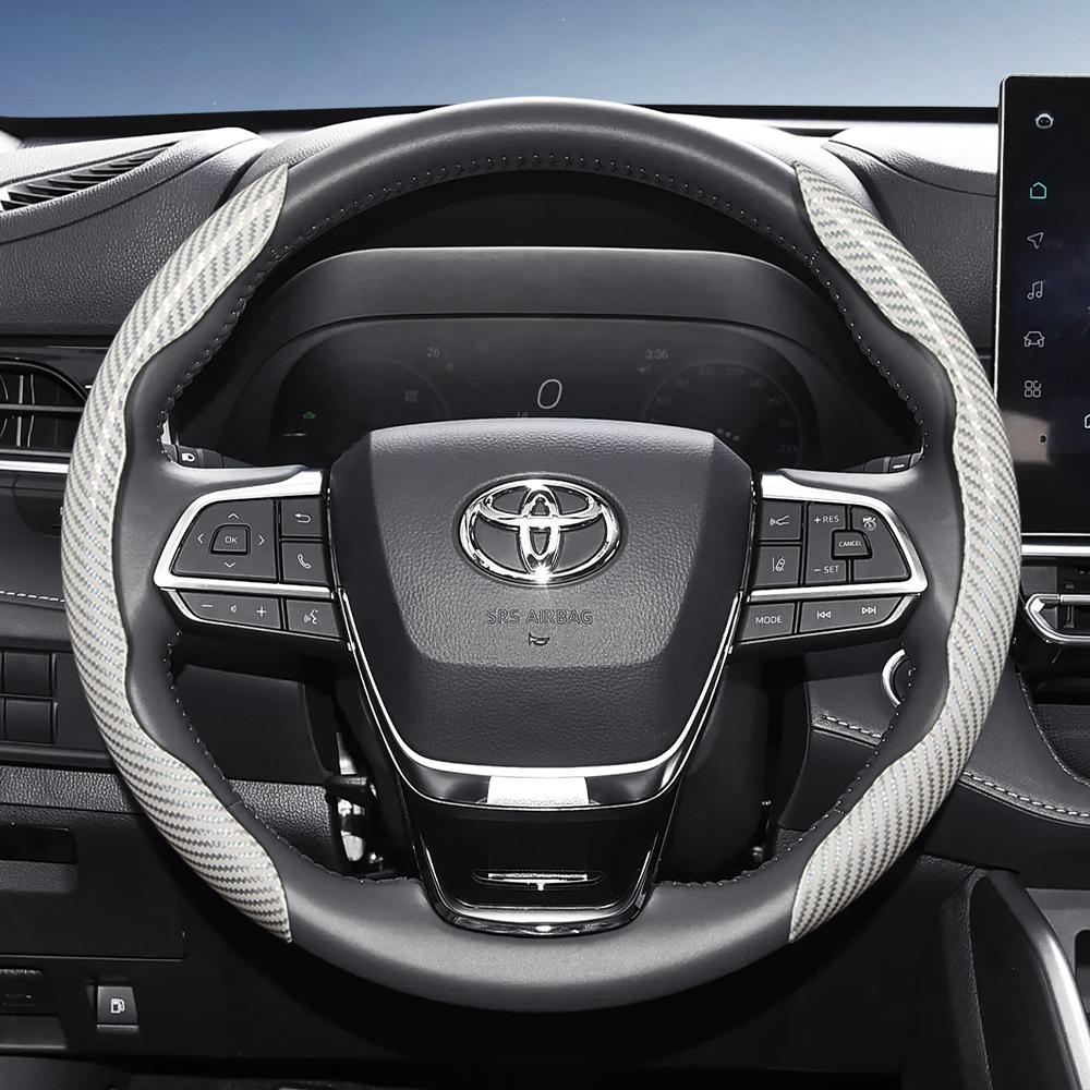 Suitable for Toyota Carbon Fiber Texture Steering Wheel Cover with Segmented Quick-Release Design, Durable, for Rav4 Hilux Camry, Yaris Corolla Cross