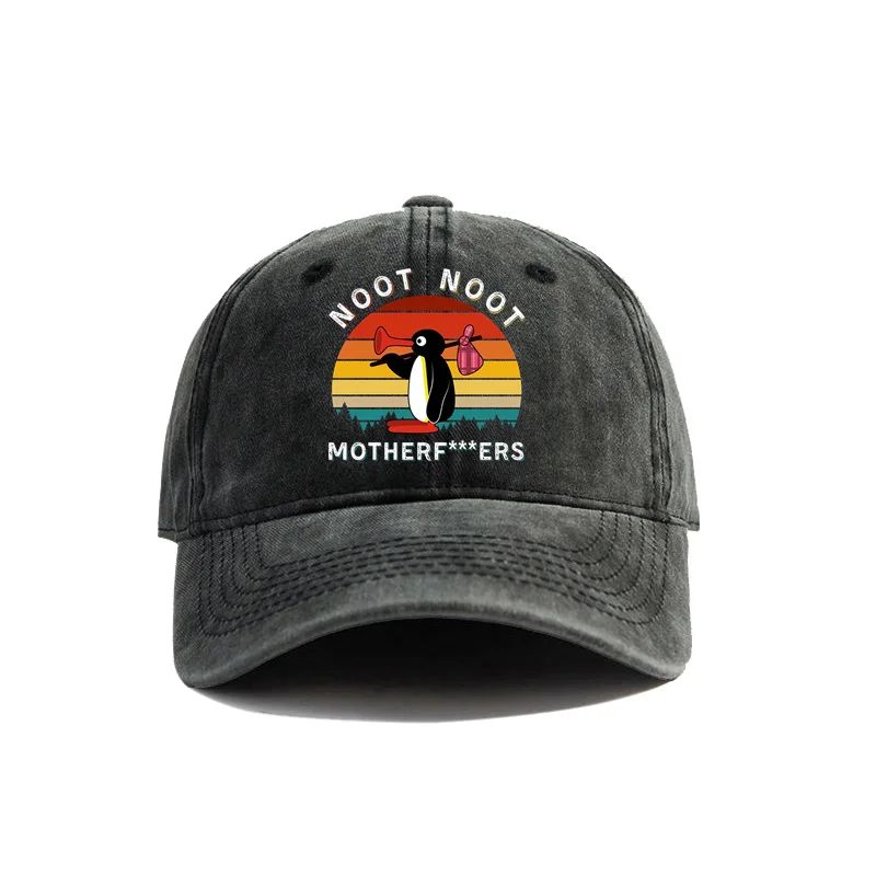 Noot Noot Pingu Distressed Baseball Cap Cool Unisex Women Angry Pingu Caps Retro Outdoor Adjustable Gift Penguin Hat Fashion