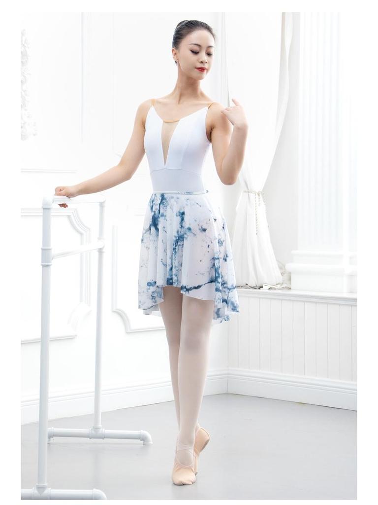 Эластичная талия Неравномерная сетчатая балетная танцевальная юбка для женщин