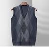 Vest Autumn and Winter New Men's V-neck Sleeveless Knitted Vest Sweater Diamond-shaped Middle-aged and Old-aged Leisure Sweater