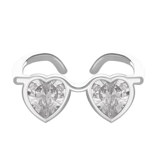 Парное кольцо на палец Мини очки Регулируемое кольцо Искрящееся кольцо на кончик пальца с инкрустацией стразами Аксессуар для пальца