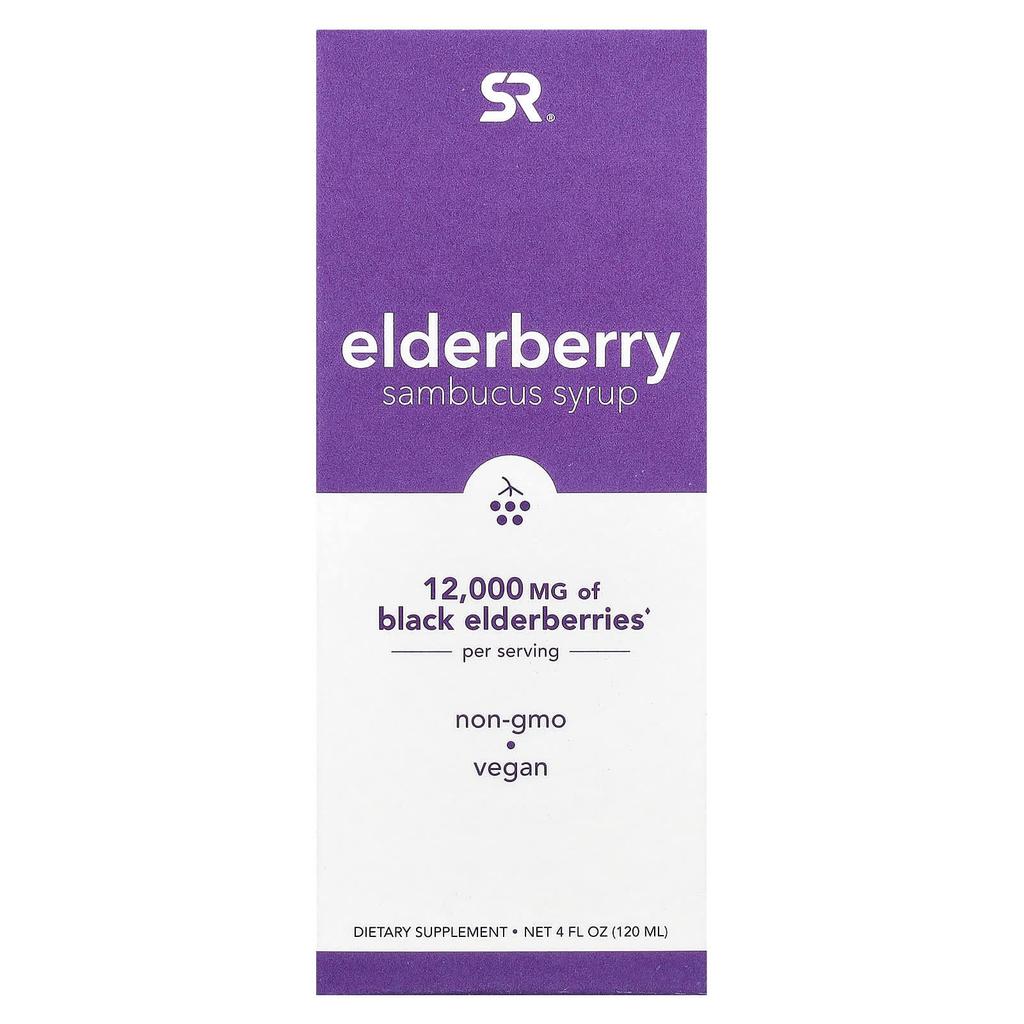 Sports Research Elderberry Sambucus Syrup, 12,000 Mg, 4 Fl Oz (120 Ml)