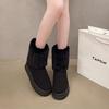 Короткие шерстяные зимние ботинки на толстой подошве, однотонные женские, трансграничные, осенне-зимние, бархатные, теплые, для ног, хлопковые туфли
