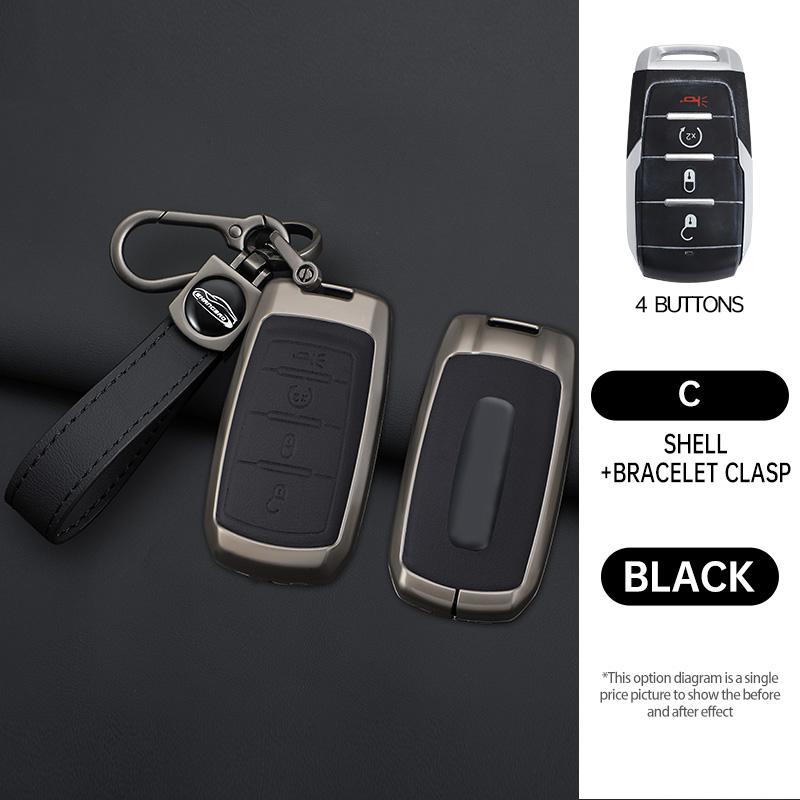 Styling Mouldings 3/4/5/6 Buttons Zinc Alloy Car Key Case Cover Accessories For Dodge RAM 1500 2500 3500 4500 5500 RAM1500 RAM25
