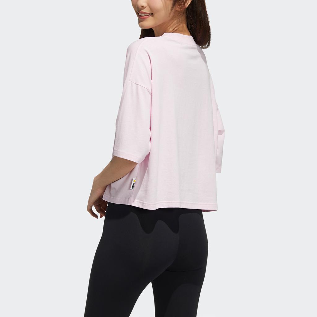 Adidas Neo Casual Sporty Short-Sleeve Smiley Print T-Shirt Women Tops Pink H61981