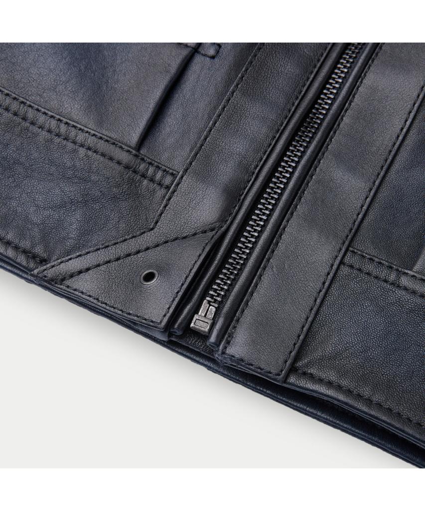 Series Two-Tone Zip-Up Leather Jacket Sauds26301Bux
