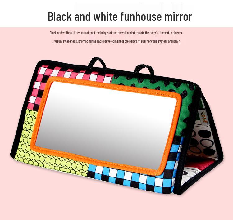 Черно-белое зеркало-кривое зеркало с животными: Подвесное, Складное Зеркало Безопасности для Ребенка для Визуальной Стимуляции
