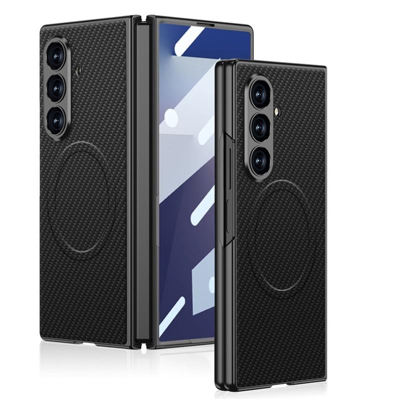 Samsung Zfold7 Mobile Phone Case Matte Paint Plain Leather Built In Wireless Charging Film Creative Protection Case