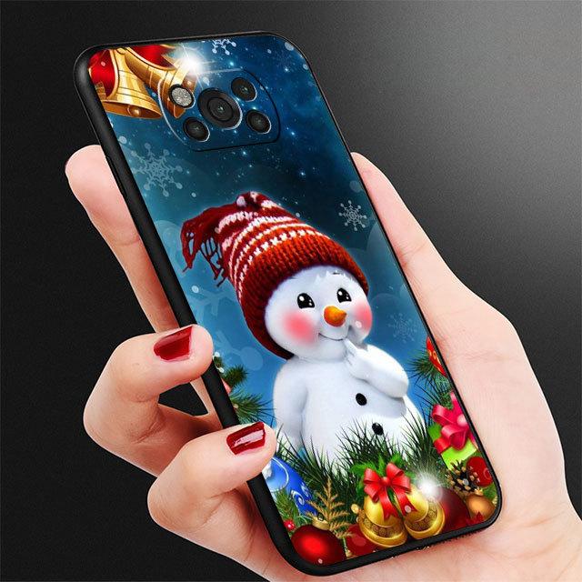 Черный чехол из ТПУ для Samsung Galaxy M31 M12 M32 5g M22 M51 M33 M52 M23 M13 M30s M01 M53 M62 M11 с Рождеством Снеговик Капа