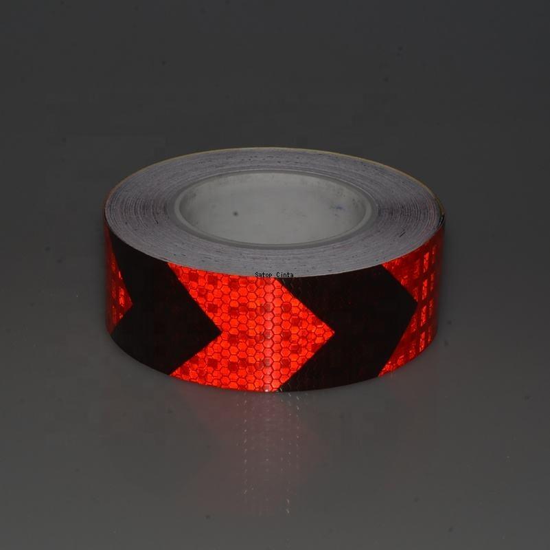 5CM*5M Waterproof Arrow Reflective Car Stickers Red-Black Adhesive High Visibility Caution Warning Safety Tape Reflectors Strips