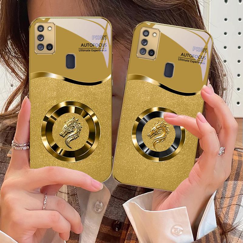 Блестящее золотое кольцо Для Samsung A 31 32 A33 A34 35 14 A15 13 16 25 26 50 52 53 54 55 56 70 71 72 73 Золотой стеклянный чехол для телефона
