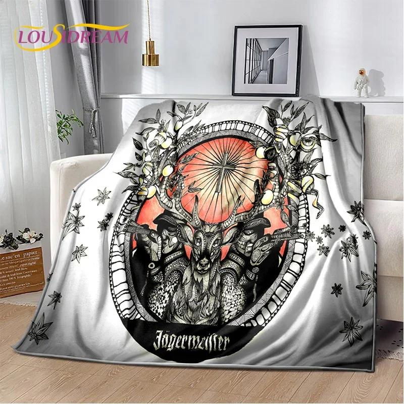 3D German J-Jaegermeister Elk Soft Flannel Blanket for Beds Bedroom Sofa Picnic,Throw Blanket for Cover Outdoors Leisure Gift