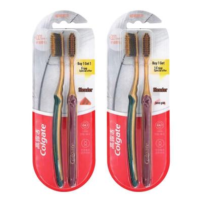 Тонкая мягкая зубная щетка Charcoal Gold, 4 шт.