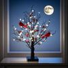 LED Vintage Glowing Tree with Cardinals Battery Operated Twinkle Trees Lamp with Lighted Branches Festive Holiday Party Lighting Halloween Christmas