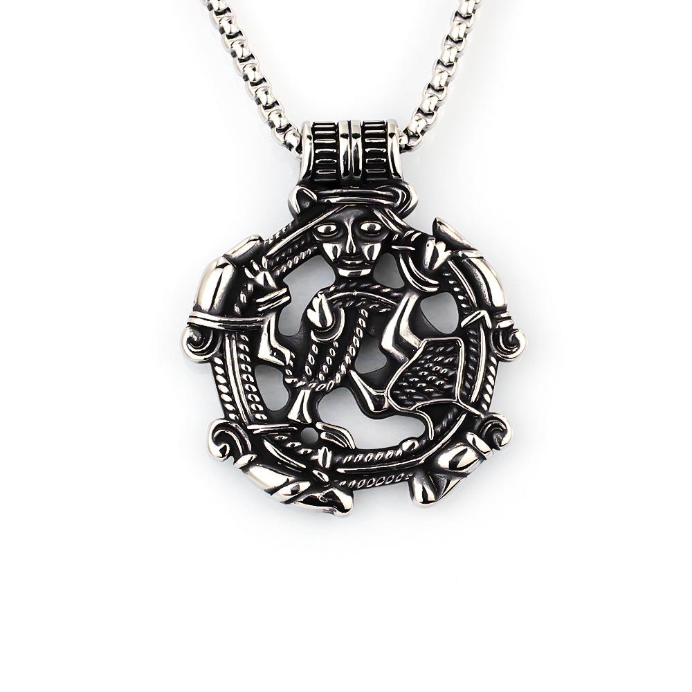 Новый Европейский и Американский Ретро Подвеска Двусторонний Viking Персонаж Полый Мужской Ожерелье