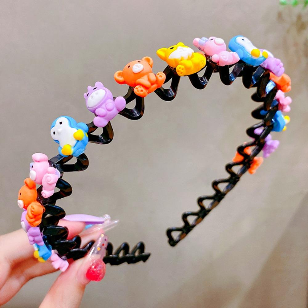Braided Double Bangs Hairpin Hairband Colorful Flower Kids Teeth Headband  Headwear