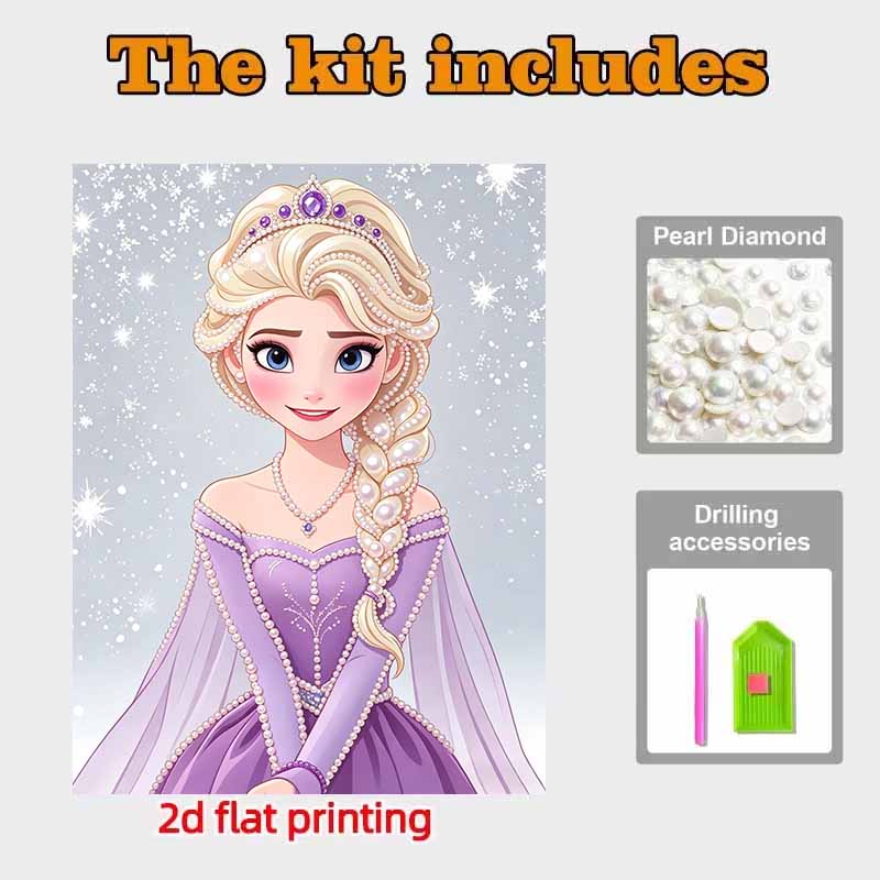 Disney Pearl Painting Purple Dress Elsa DIY Pearl Art Pearl Painting Kit Pearl Art Painting Wall Suitable for Home Office Decoration Handmade Gifts