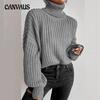 Autumn and Winter Women's Plus Size Fashion Drop Shoulder Long Sleeve Knit Loose Pullover High Neck Sweater