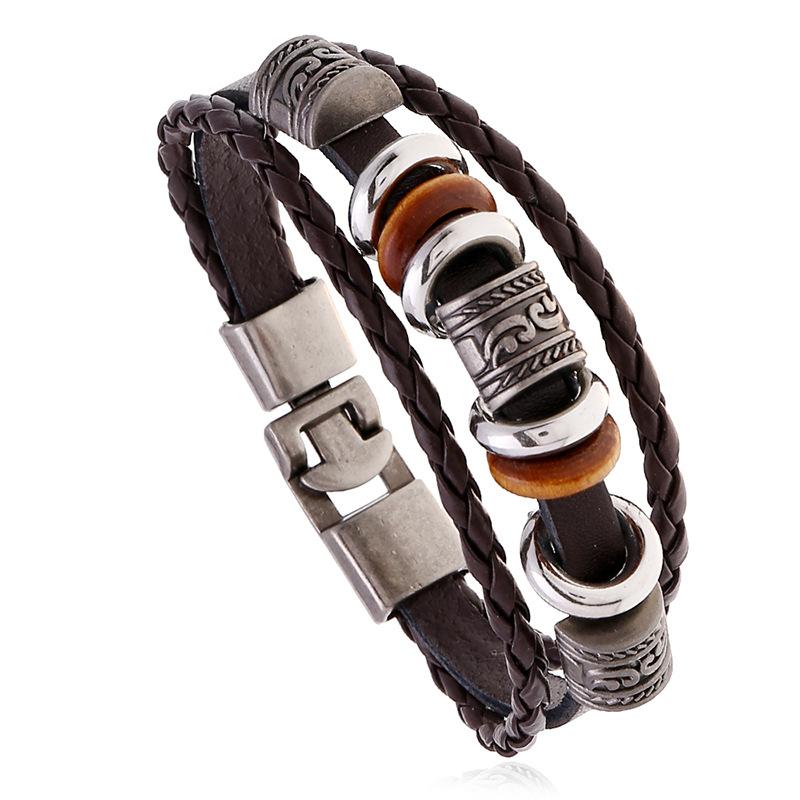 Fashion Pu Leather Bracelet Jewelry Vintage Style For Men Women MIT