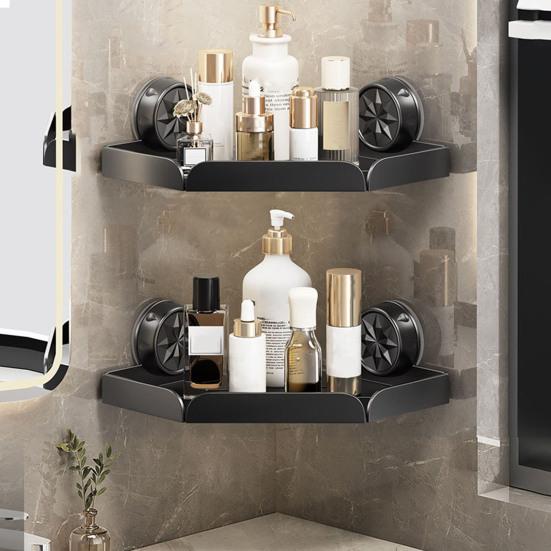 Угловая полка для душа с присоской, прочная несущая полка для душа с дренажными отверстиями