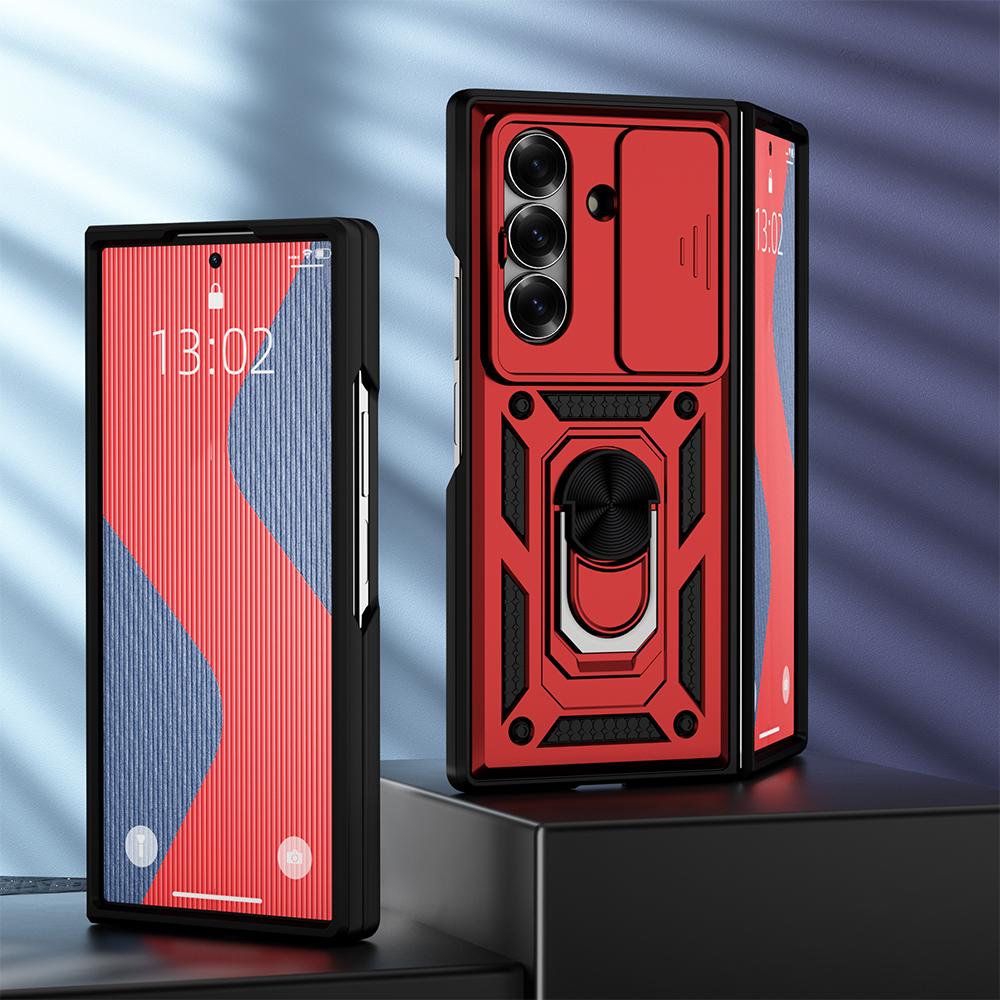 KEYSION Противоударный чехол для Samsung Z Fold 7 6 5 со сдвижной защитой камеры, кольцом-подставкой, задняя крышка для телефона Galaxy Z Fold 5 6 7 5G