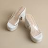 Открытые носки на толстой подошве женские модные односложные кроссовки 2025 новые летние прозрачные босоножки на высоком каблуке в стиле феи
