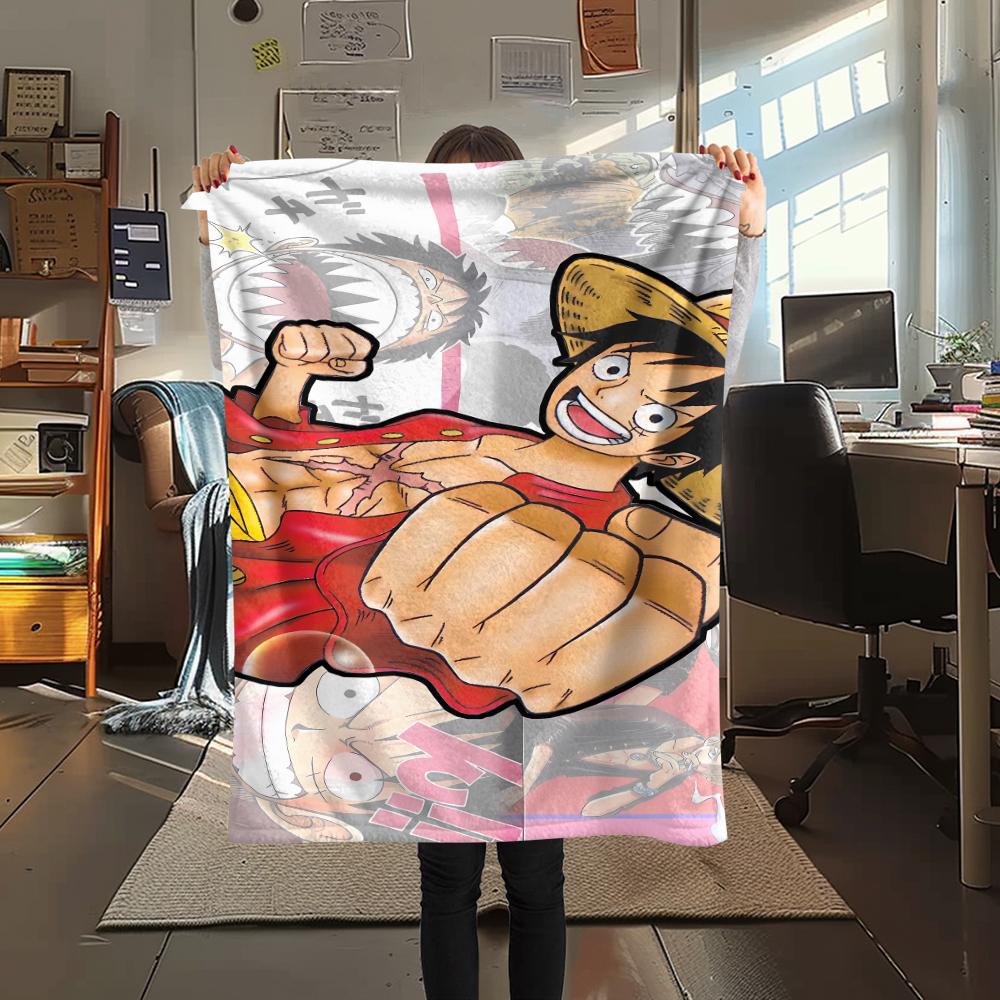 Фланелевое одеяло с принтом персонажей One Piece, Высококачественное, Удобное для всех сезонов, Декор для дома, Тепло и уют, Идеально для рождественских подарков