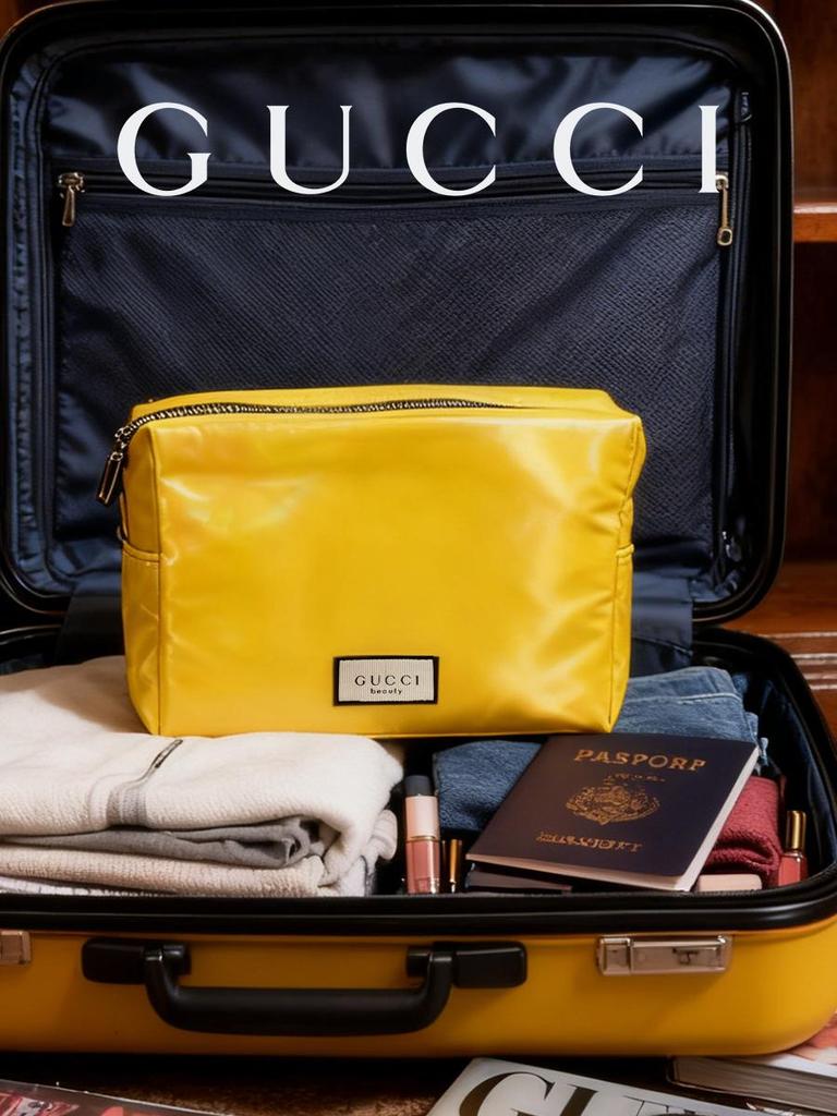 Модная косметичка ванильно-желтого цвета для женщин, незаменимая для повседневного макияжа, стильная и практичная для ежедневной косметики и путешествий GUCCI-GIFT-68