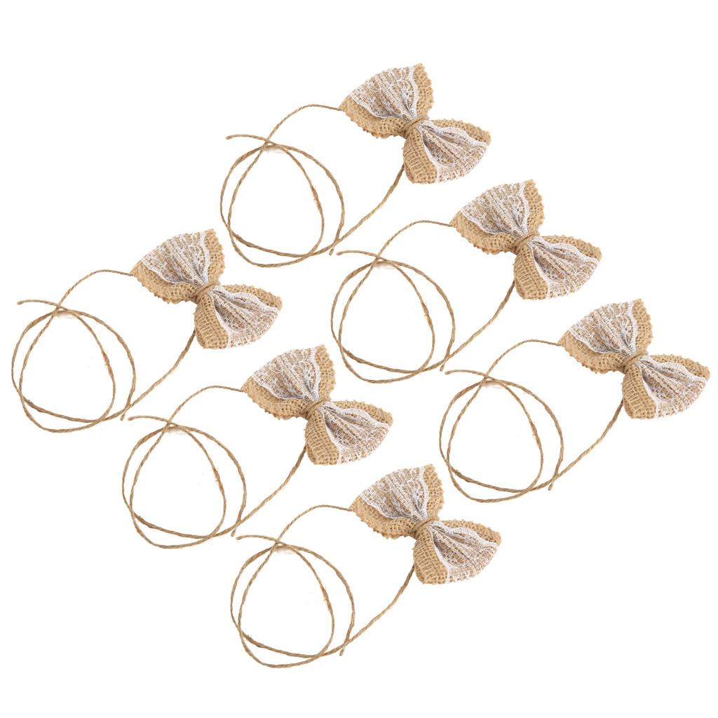 6 шт. бант из мешковины в деревенском стиле бант из мешковины кружевной бант своими руками для рождественской вечеринки свадьбы дома подарочная упаковка