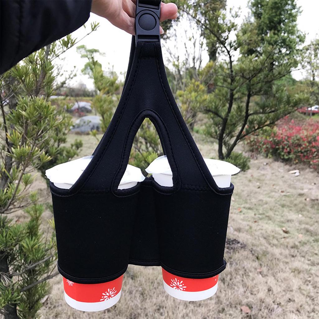 Canvas Double Cup Beverage Holder, Perfect For Coffee And Tea, Sports, Camping, And Outdoor Activities, Hands-free Carrying, Cup Design, Multifunct