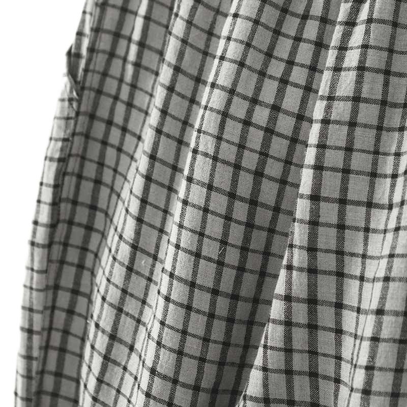 Льняные клетчатые брюки женские свободные повседневные брюки