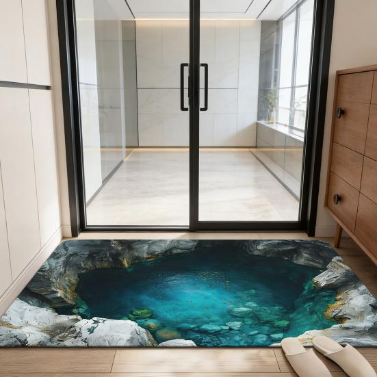 Коврик для пола 3D Оптическая иллюзия Низ Кристальный бархат Противоскользящий ковер с противоскользящей мягкой напольной подушкой Легко