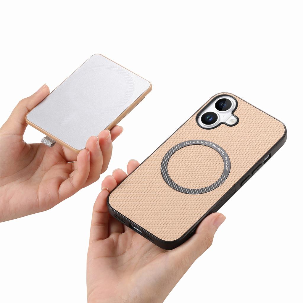 For iPhone 16 Case with AirTag Holder Detachable Card Slot Leather + TPU + PC Phone Cover