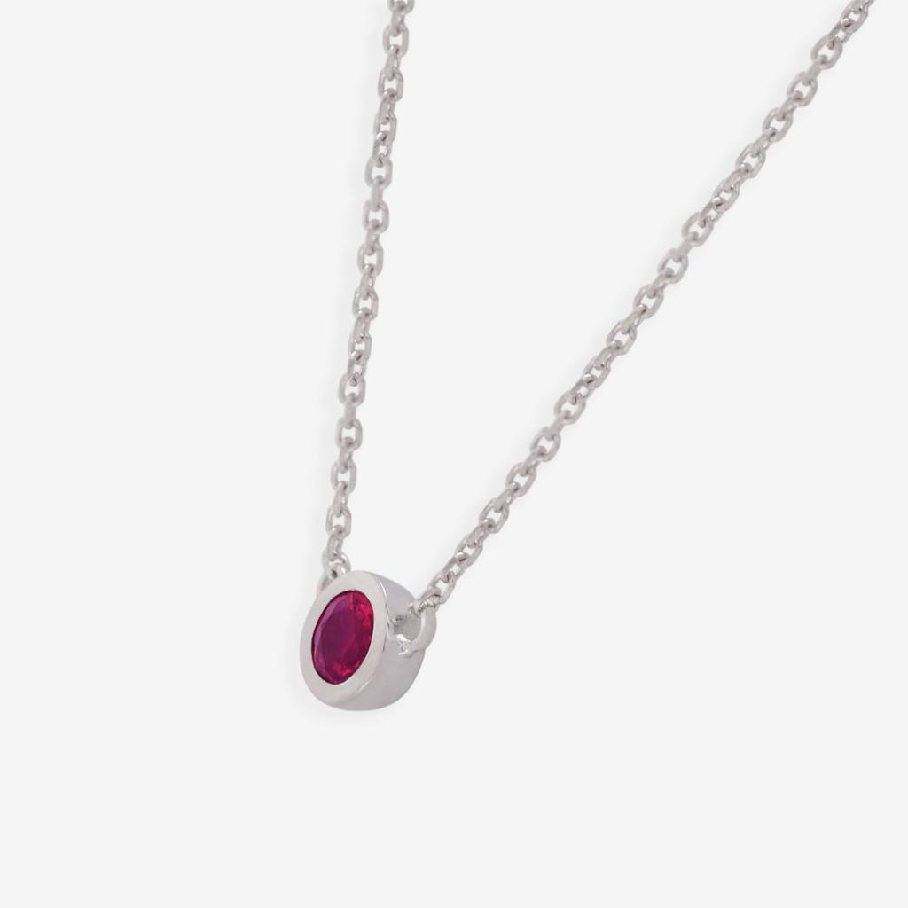 Estelle Official Online Exclusive Women's Silver Rhodium-Plated Necklace with October Birthstone Pink Tourmaline (Product Code: 0773-0899-0019-0000)