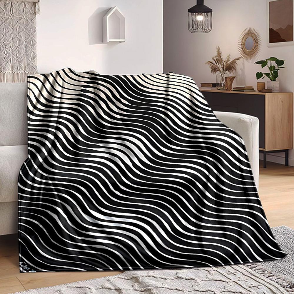 1pc Zigzag Mona Lisa Pattern Blanket Soft All Season Throw with Vibrant Design, Perfect for Home, Travel, and Gifts, Ideal for Naps and Camping