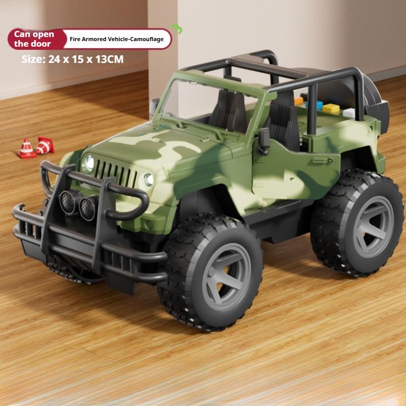 Children's Toy Car Simulation Camouflage Fire Truck Police Car Off-road Vehicle Boy Inertia Car