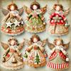 6 Vintage Angel Girl Themed Home Party Wooden Christmas Tree Decorative Pendants