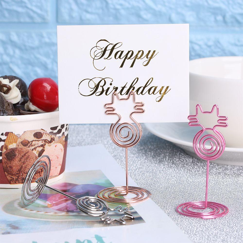 Desktop Decoration Cat Shape Paper Clamp Place Card Table Numbers Holder Clamps Stand Photos Clips