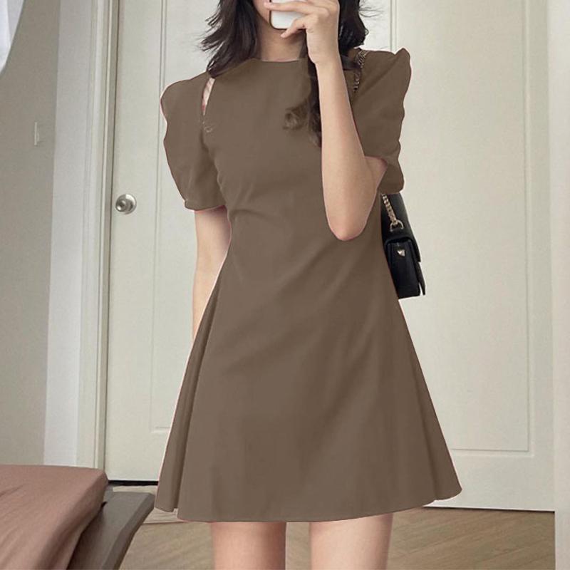 VONDA Женские летние платья-трапеции с круглым вырезом и коротким рукавом