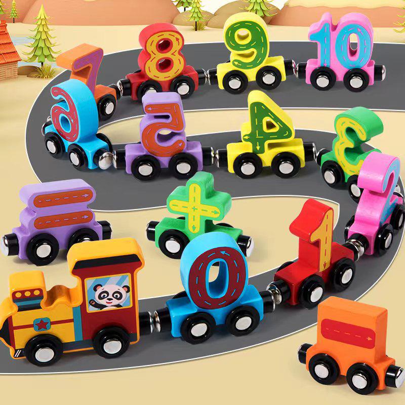 Детский магнитный набор поезда: Деревянный развивающий пазл, совместимый с треками Brio