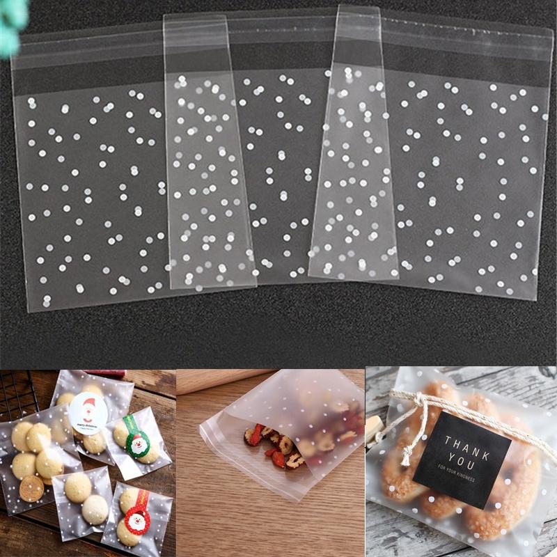 100Pcs/Lot Transparent Cellophane Polka Dot Candy Cookie Gift Bag Diy Pouch Wedding Birthday Party