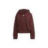Originals Solid Color Embroidered Drawstring Hoodie Women Tops Brown IJ8275