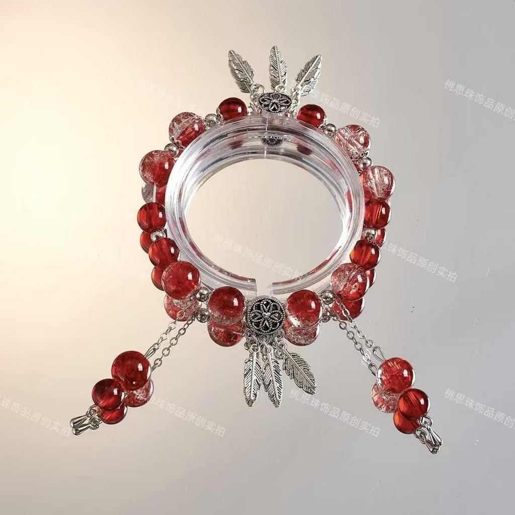 Очаровательный браслет с розовыми кристаллами и цветочным узором - Мечтательный подарок в придворном стиле для девушки