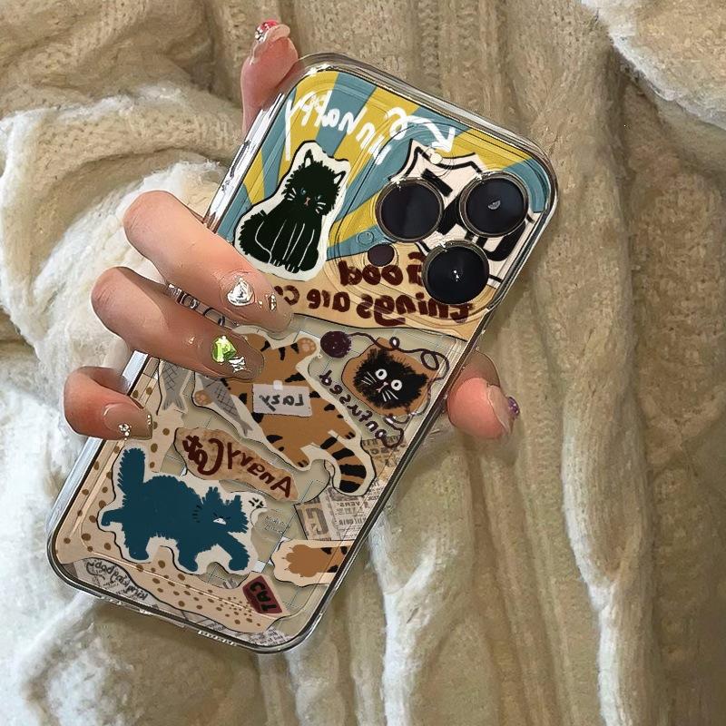 Ленивый котенок подходит для чехла на телефон iPhone 13 iPhone16promax противоударный 15 прозрачный 12 мягкий милый xs новый